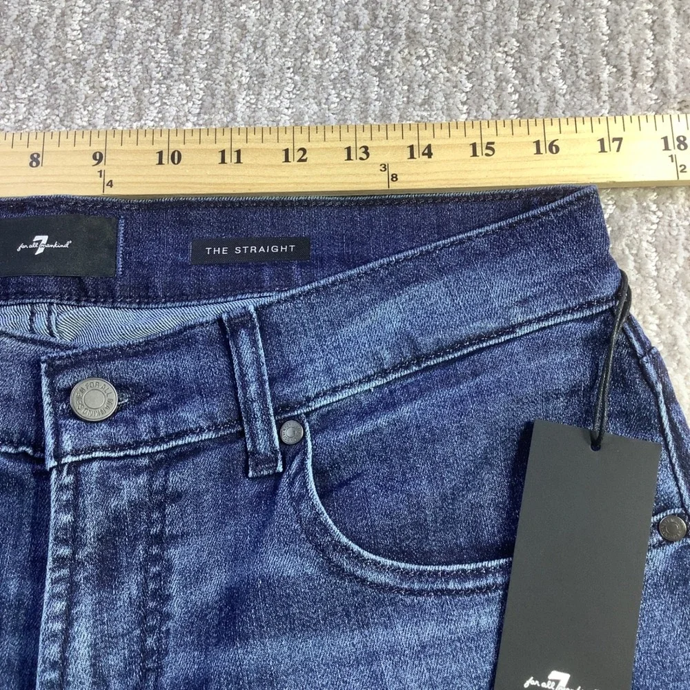 7 For All Mankind The Straight Airweft Denim Jeans Proper Blue Size 33 x 34 NWT